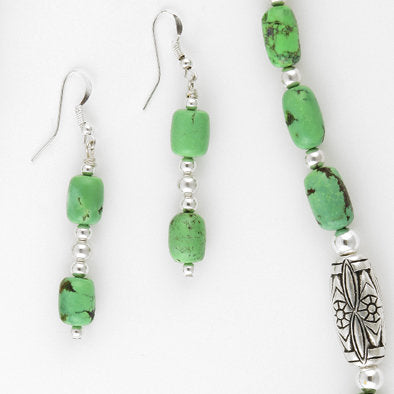 Green Royston Turquoise Earrings and Necklace Set