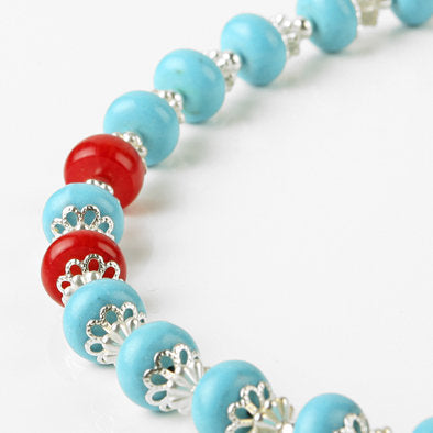 Coral Splash Turquoise Necklace and Earrings Set