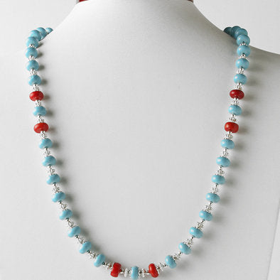Coral Splash Turquoise Necklace and Earrings Set