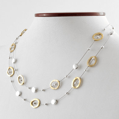 Hammered Gold and Silver Floating Necklace and Earrings Set