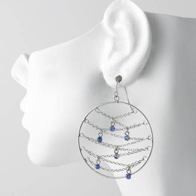 Silver with Blue Rhinestones Earrings