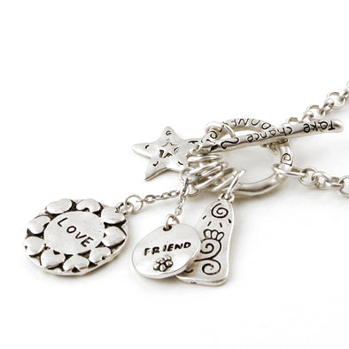 Uplifting Silver Toggle Charm Necklace