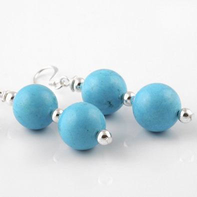 Bright Turquoise Beads Hook Earrings