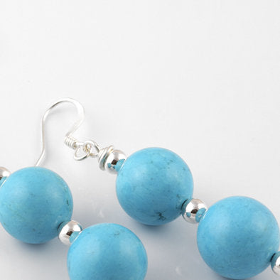 Bright Turquoise Beads Hook Earrings