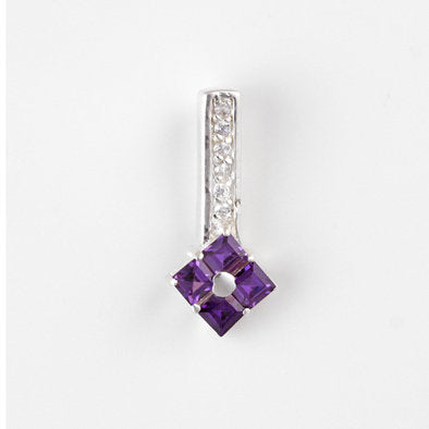 Four Square Amethyst CZ Pendant