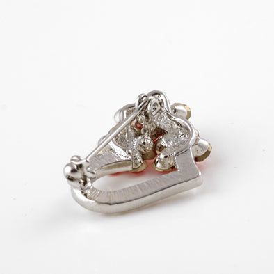Red and White Austrian Crystal Heart Brooch