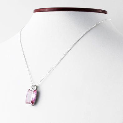 Sparkling Pink Rectangle CZ Pendant