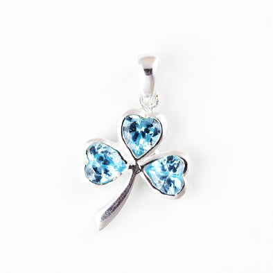 Blue Topaz Silver Clover Pendant