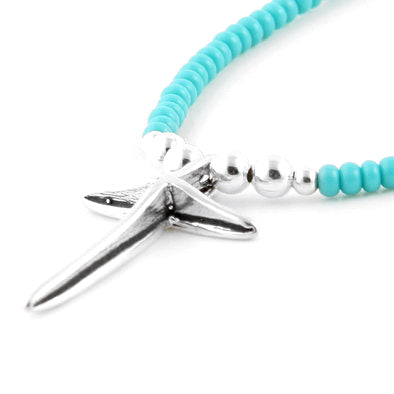 Simple Silver Turquoise Cross Necklace