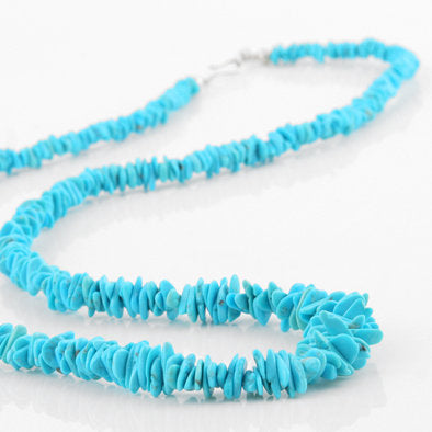 Long Blue Turquoise Chips Necklace