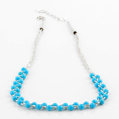 Sterling Silver and Turquoise Beads Necklace