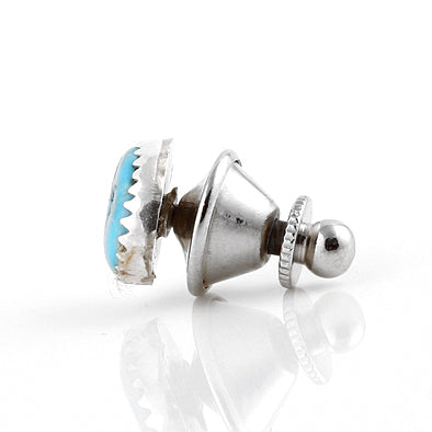 Real Turquoise Silver Tie Pin