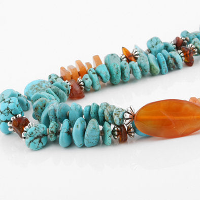 Turquoise Carnelian and Red Jasper Necklace