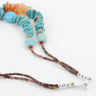 Turquoise Carnelian and Red Jasper Necklace