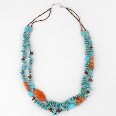 Turquoise Carnelian and Red Jasper Necklace
