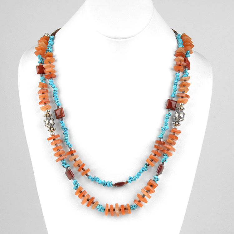 Carnelian Turquoise and Jasper Natural Necklace