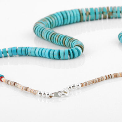 Long Heishi Beads Turquoise Necklace