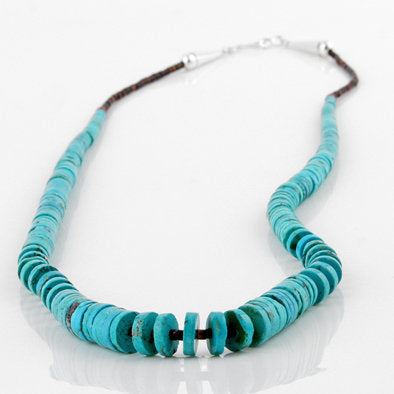 Long Heishi Bead Turquoise Necklace