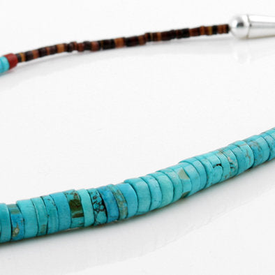 Long Heishi Bead Turquoise Necklace