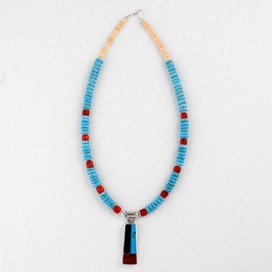 Inlay Pendant Natural Turquoise Necklace