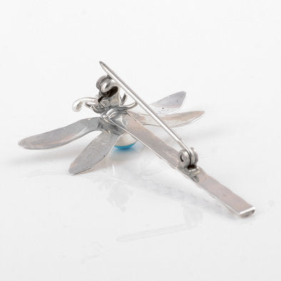 Turquoise Dragonfly Sterling Pin