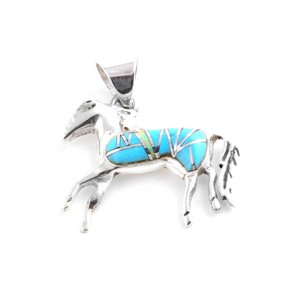 Sterling Horse and Natural Turquoise Pendant