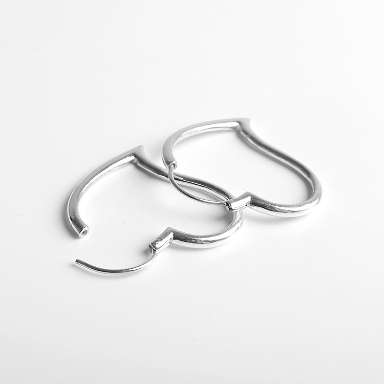 Silver Heart Hoop Earrings