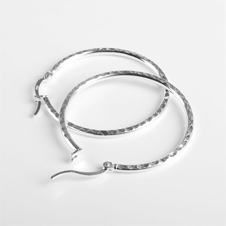 Faceted Sterling Silver Hoop Earrings