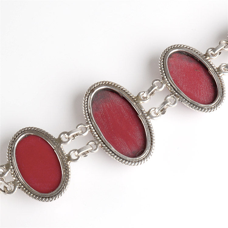 Red Coral & Silver Toggle Bracelet