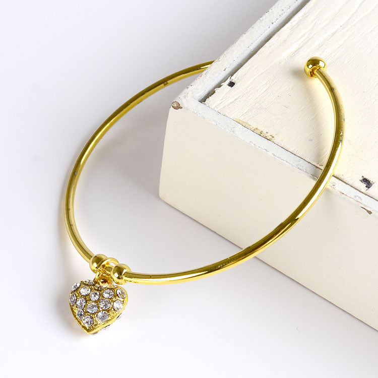 Heart Charm Bangle Fashion Bracelet