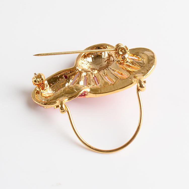 Red Hat with Crystals Brooch