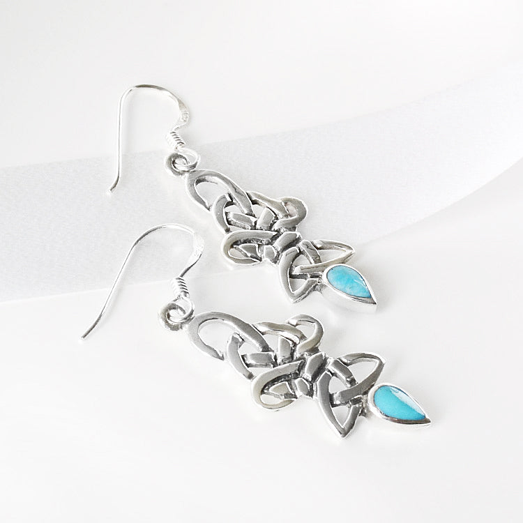 Silver Celtic Knot & Turquoise Earrings