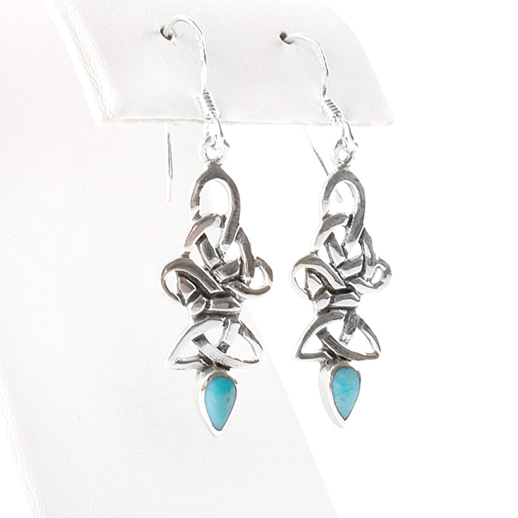 Silver Celtic Knot & Turquoise Earrings