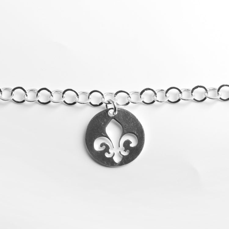 Silver Fleur de Lis Charm Bracelet