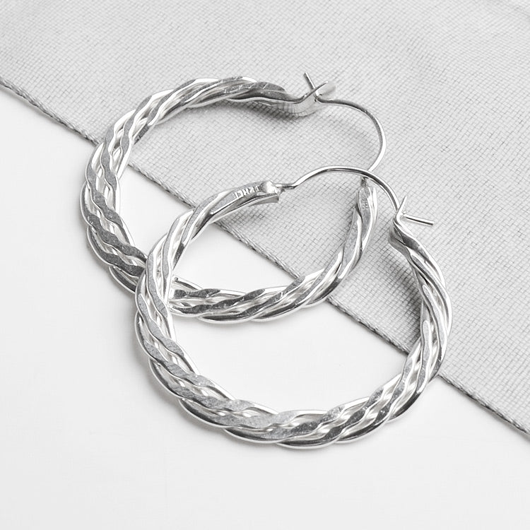 Layered Sterling Silver Hoop Earrings