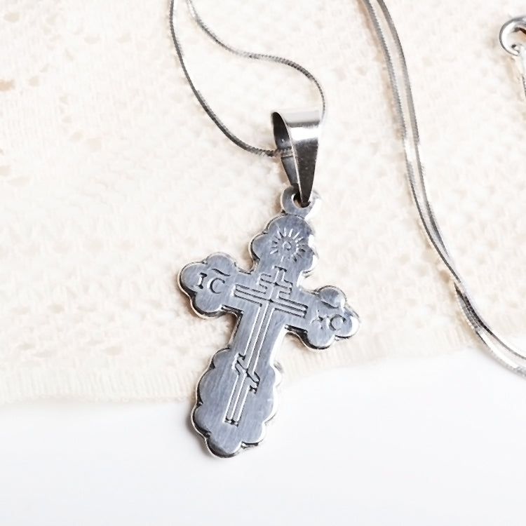 Sterling Silver Three-Bar Cross Pendant