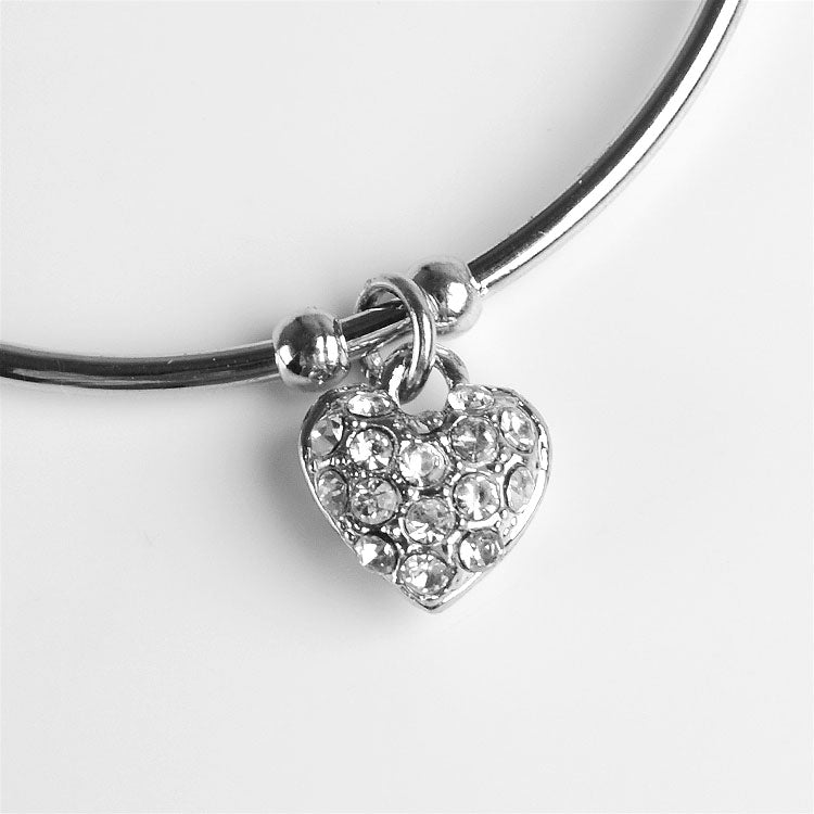 Heart Charm Bangle Bracelet