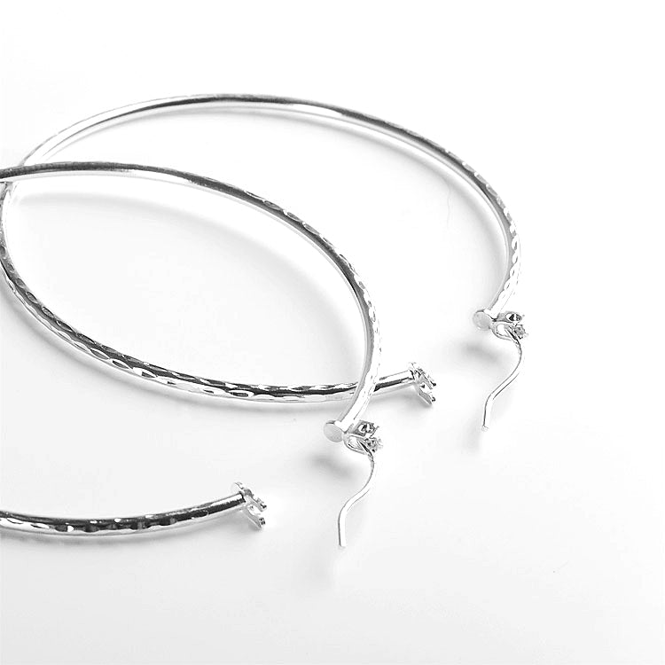 Textured Silver Hoop Earrings