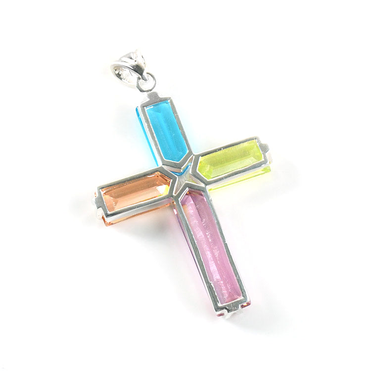 Multi-Colored Topaz Cross Pendant