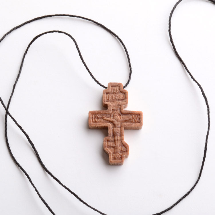 Wooden Orthodox Cross Necklace