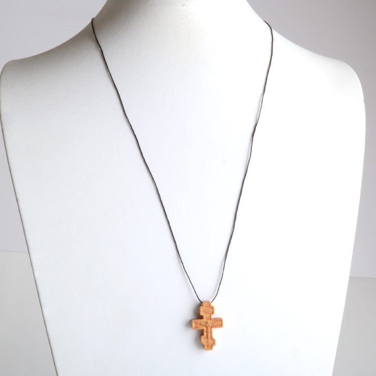 Wooden Orthodox Cross Necklace