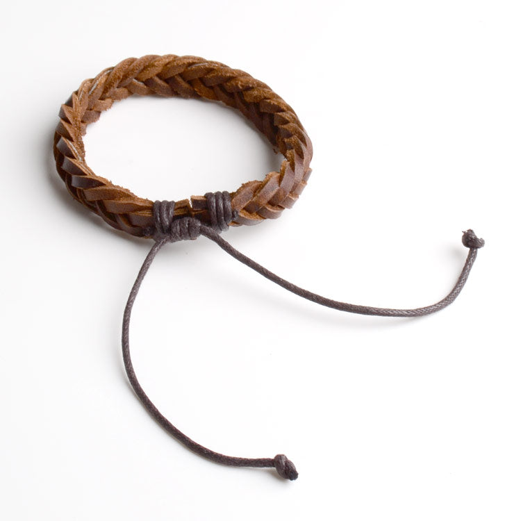 Brown Braided Leather Bracelet