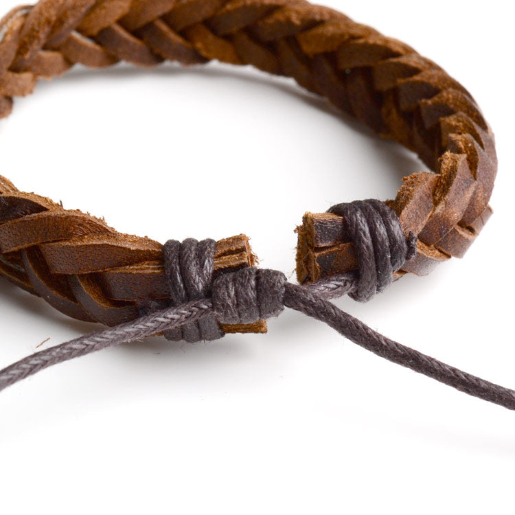 Brown Braided Leather Bracelet
