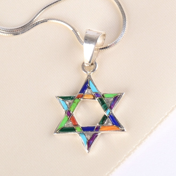 Colorful Star of David Pendant