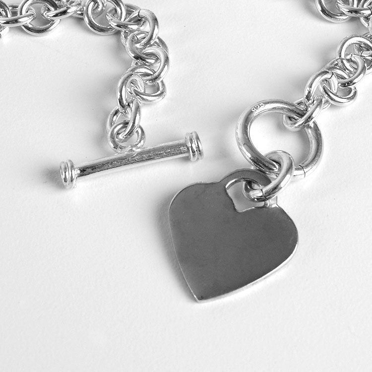 Silver Chain Heart Toggle Bracelet