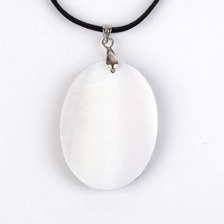 Blue Zhostovo on Abalone Necklace