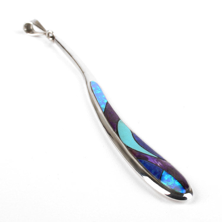 4" Long Mixed Gems Inlay Pendant