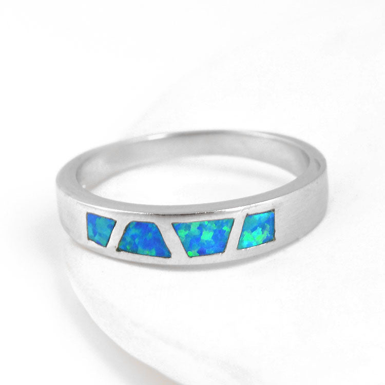 Blue-Green Opal Inlaid Ring
