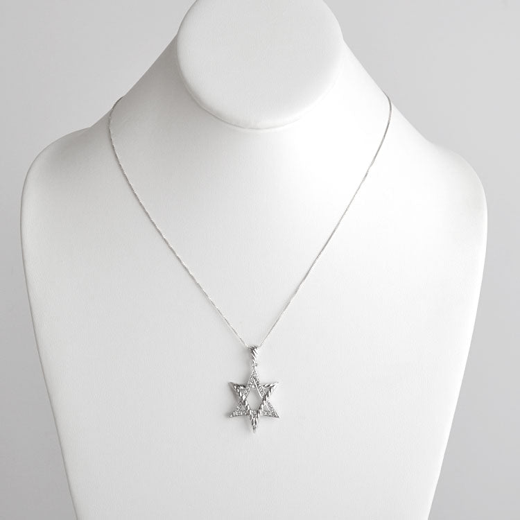 Stylized Silver Star of David Pendant