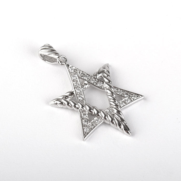 Stylized Silver Star of David Pendant